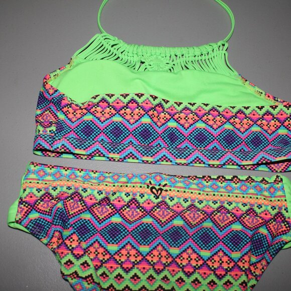 Multi Color 2 Pcs Justice Bikini Swimsuit Size 16 - Picture 6 of 10